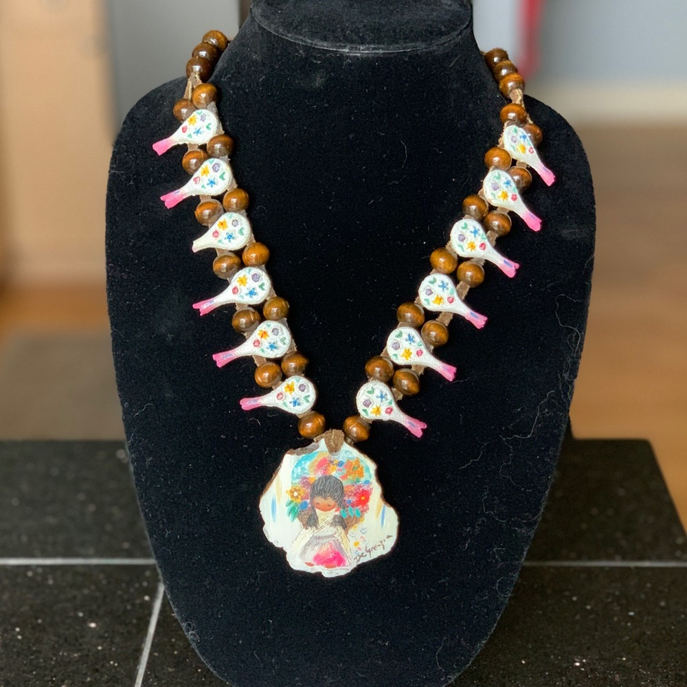 Vintage 1970s DeGrazia “Gallery in the Sun" Flower Girl Squash Blossom Necklace